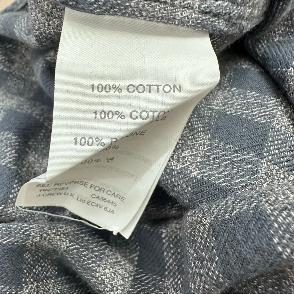 J.Crew slim collared button down shirt navy blue grey check flannel medium